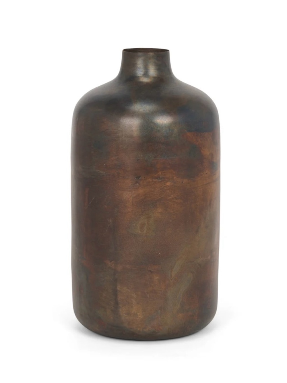 Tall Antiqued Gold Metal Vase